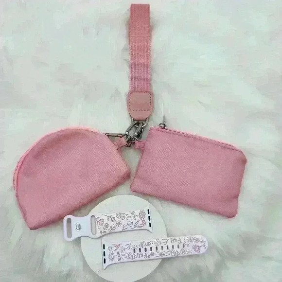 Pink Dream Bundle Dual Power pouch Wristlet w/ Pink Floral Band for Apple Watch - Picture 1 of 10